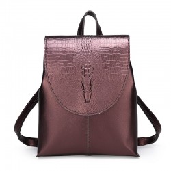 Fashionable leather backpack - shoulder bag - snakeskin pattern