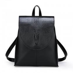 Fashionable leather backpack - shoulder bag - snakeskin pattern