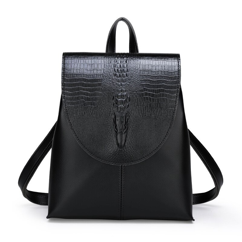Fashionable leather backpack - shoulder bag - snakeskin pattern