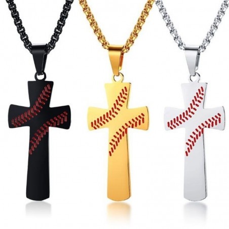 Cross with baseball pattern - with necklace - "I CAN DO ALL THINGS" engravingNecklaces