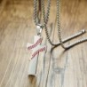 Cross with baseball pattern - with necklace - "I CAN DO ALL THINGS" engravingNecklaces