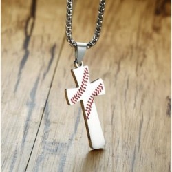 Cross with baseball pattern - with necklace - "I CAN DO ALL THINGS" engravingNecklaces
