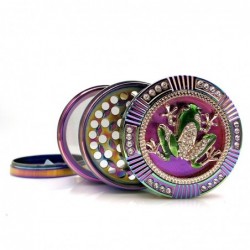Stylish grinder - for herbs / tobacco - 4-layers - rainbow color zinc alloy - frog / spider / skull