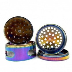 Stylish grinder - for herbs / tobacco - 4-layers - rainbow color zinc alloy - frog / spider / skull