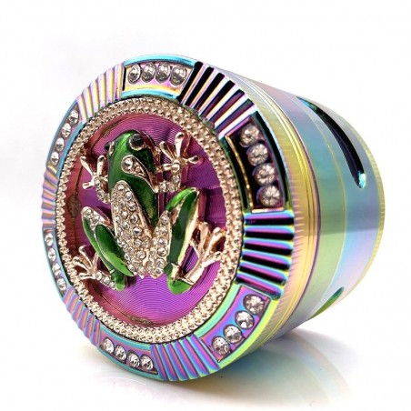 Stylish grinder - for herbs / tobacco - 4-layers - rainbow color zinc alloy - frog / spider / skull