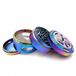 Stylish grinder - for herbs / tobacco - 4-layers - rainbow color zinc alloy - frog / spider / skull