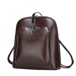 Luxurious vintage backpack - leather shoulder bag - with decorative V letterBackpacks