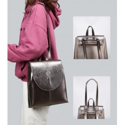 Fashionable leather backpack - shoulder bag - snakeskin pattern