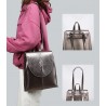 Fashionable leather backpack - shoulder bag - snakeskin pattern