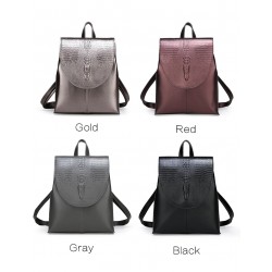 Fashionable leather backpack - shoulder bag - snakeskin pattern