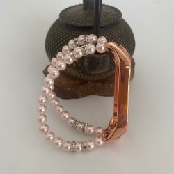Elastic strap with pearls / crystals - bracelet - for Xiaomi Mi Band 3 / 4 / 5 / 6
