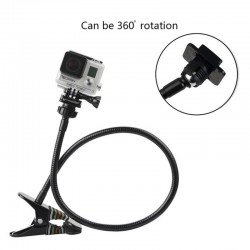 Clamp clip mount - selfie stick - adjustable - flexible extension - for GoPro Hero 9/8/7/6/5/4/2/ DJI OSMO Xiaomi Yi