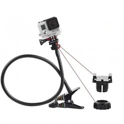 Clamp clip mount - selfie stick - adjustable - flexible extension - for GoPro Hero 9/8/7/6/5/4/2/ DJI OSMO Xiaomi Yi