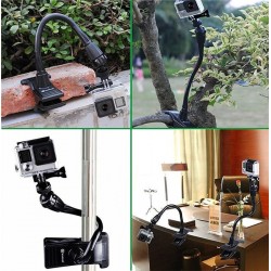 Clamp clip mount - selfie stick - adjustable - flexible extension - for GoPro Hero 9/8/7/6/5/4/2/ DJI OSMO Xiaomi Yi