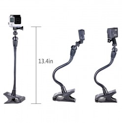 Clamp clip mount - selfie stick - adjustable - flexible extension - for GoPro Hero 9/8/7/6/5/4/2/ DJI OSMO Xiaomi Yi