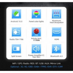 Car radio - Mirror Link - 1 / 2 Din - DSP - Android 10 - DVD - GPS - WiFi - Bluetooth - HDMI - OBD DAB SWC