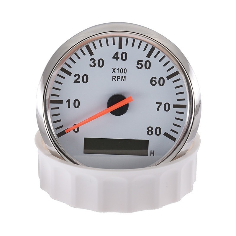 Boat / car tachometer - speed meter gauge - LCD - 12V/24V - 8000 RPM - 52mm / 85mm