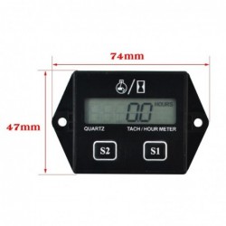 Digital engine tachometer - hour meter gauge - RPM - LCD - for motorcycles / cars / boats