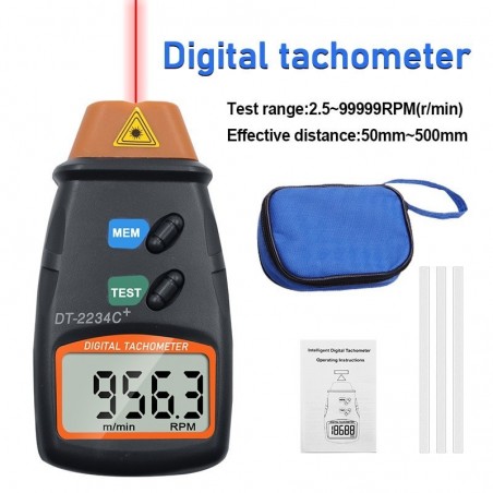 Digital laser tachometer - speed gauge - non-contact - RPM