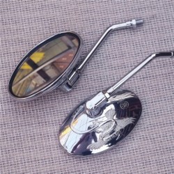 Universal motorcycle oval mirrors - chrome - 10mm thread - eagle signMirrors