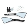 Universal motorcycle mirrors - CNC aluminum - blue lenses - MT-07 logo