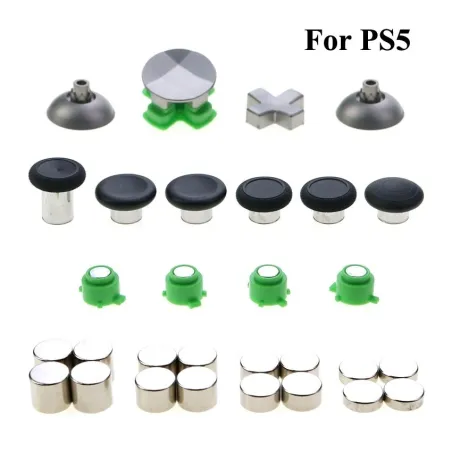 Metal buttons - thumb grips - analog stick - D-Pad button - replacement parts - for PS5 Controller GamepadAccessories
