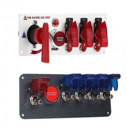 Auto racing car ignition switch panel - 5 LED - engine start push button - DC12V/20A