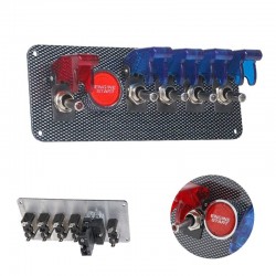 Auto racing car ignition switch panel - 5 LED - engine start push button - DC12V/20A