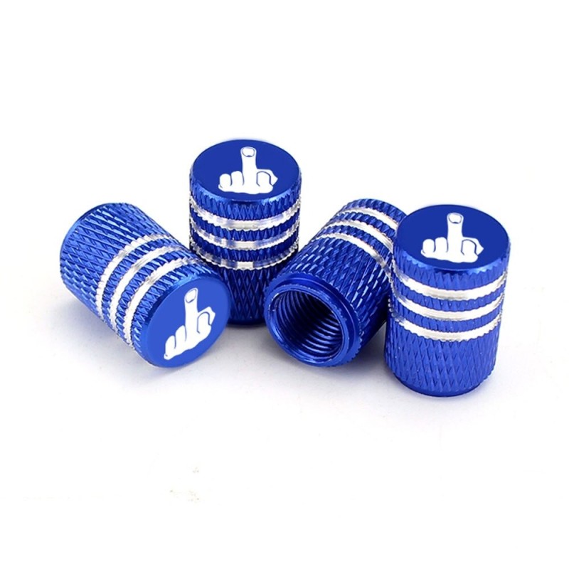 Car tire valves - aluminum caps - middle finger - 4 pieces