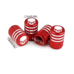 Car tire wheel valves - aluminum caps - skull design - 4 pieces