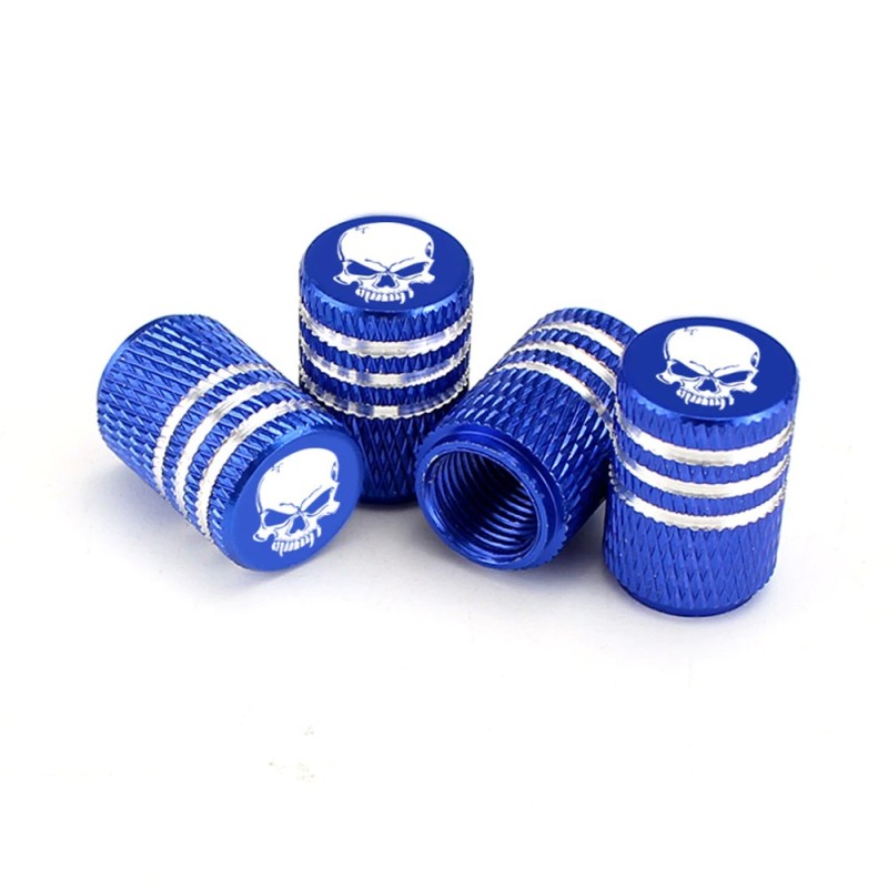 Car tire wheel valves - aluminum caps - skull design - 4 pieces