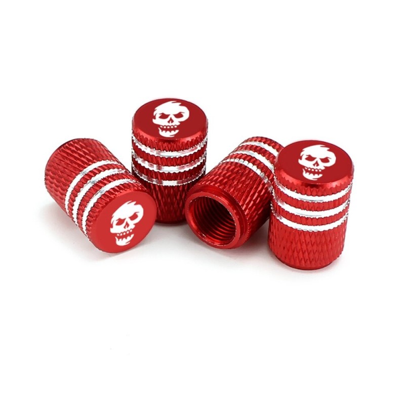 Car tire wheel valves - aluminum caps - skull design - 4 pieces
