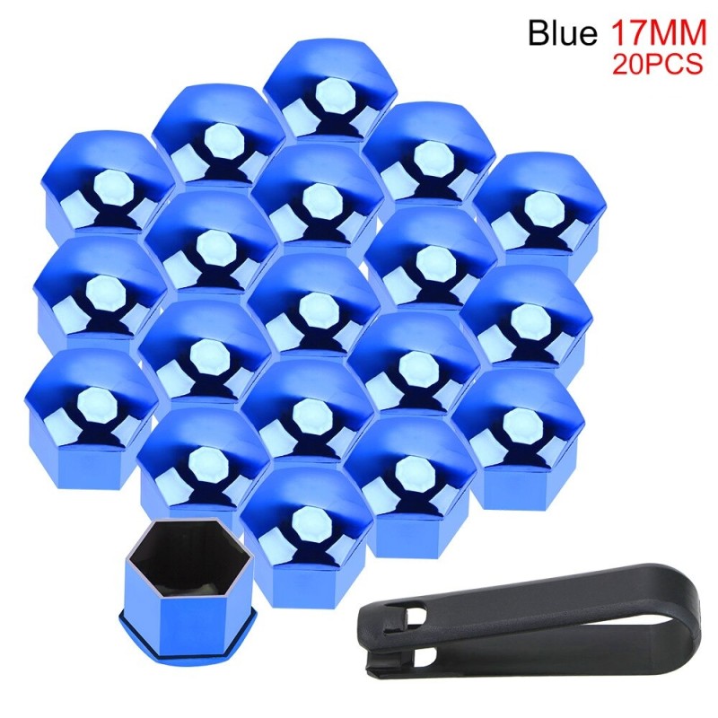 Car rim cover - protective nuts - with clip - 17mm - 20 pieces