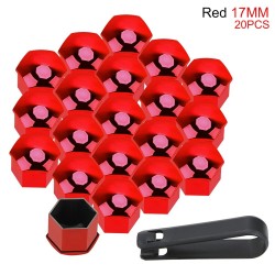 Car rim cover - protective nuts - with clip - 17mm - 20 pieces