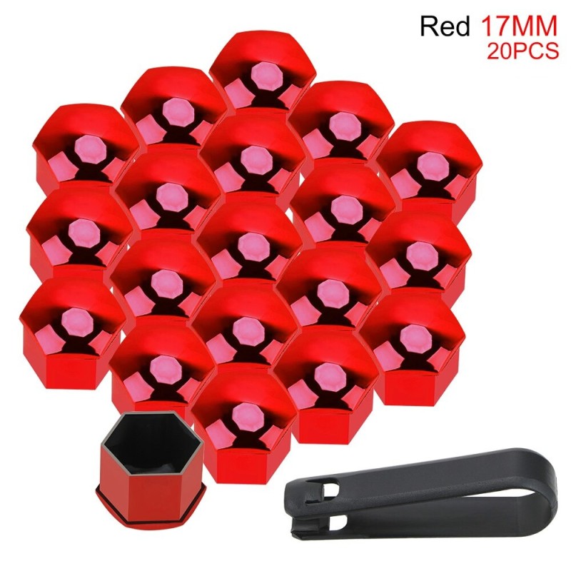 Car rim cover - protective nuts - with clip - 17mm - 20 pieces