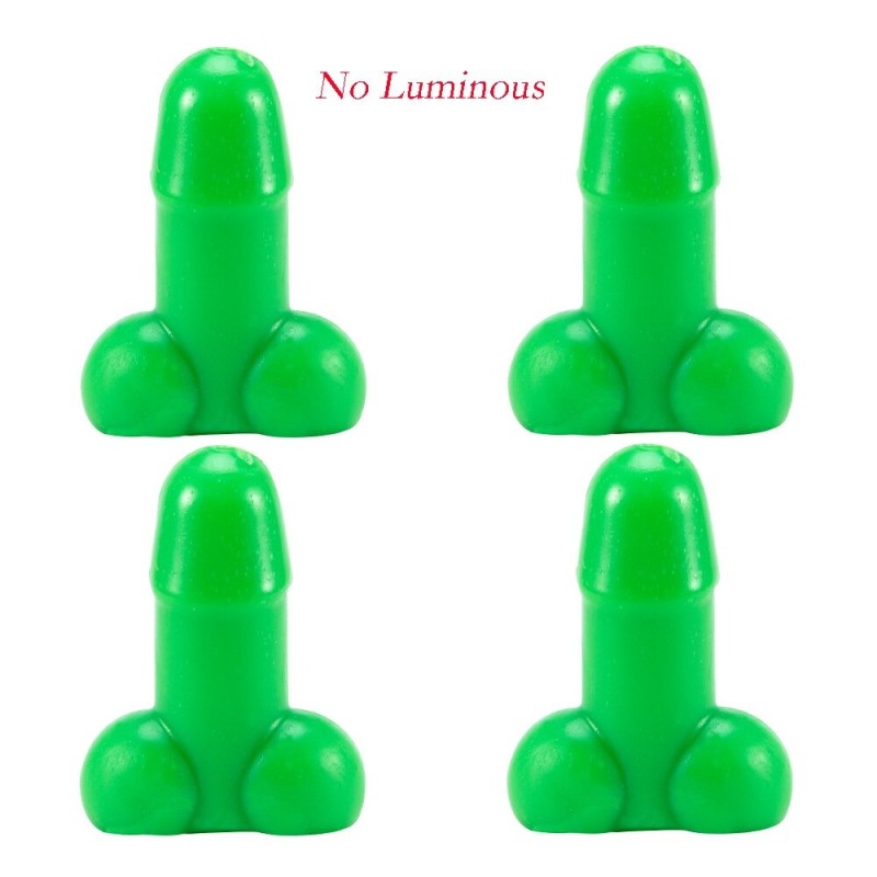 Válvulas de roda de pneu de carro - tampas luminosas - em forma de pênis - 4 peças