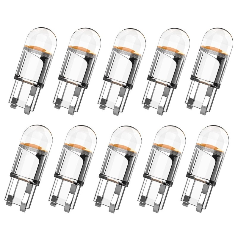 Lâmpada de carro - LED - W5W - T10 - COB - DRL - 12V - 10 peças