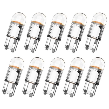 Lâmpada de carro - LED - W5W - T10 - COB - DRL - 12V - 10 peças