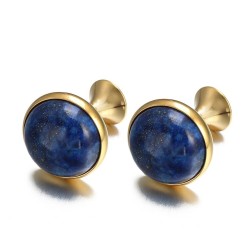 Luxurious round cufflinks - with blue lapis stone
