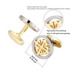 Elegant silver / gold round cufflinks - crusaders - stainless steel