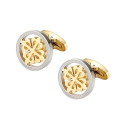 Elegant silver / gold round cufflinks - crusaders - stainless steel
