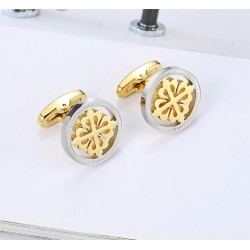 Elegant silver / gold round cufflinks - crusaders - stainless steel