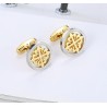 Elegant silver / gold round cufflinks - crusaders - stainless steel