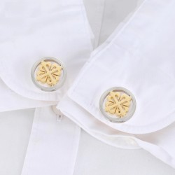 Elegant silver / gold round cufflinks - crusaders - stainless steel