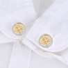 Elegant silver / gold round cufflinks - crusaders - stainless steel