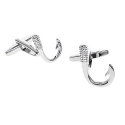 Fashionable silver cufflinks - fishing hook