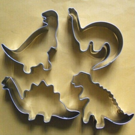 Cookie cutter mold - dinosaurs shaped - stainless steel - 4 piecesBakeware