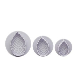 Cookie cutter mold - decorative icing plunger - leaf shape - 3 pieces