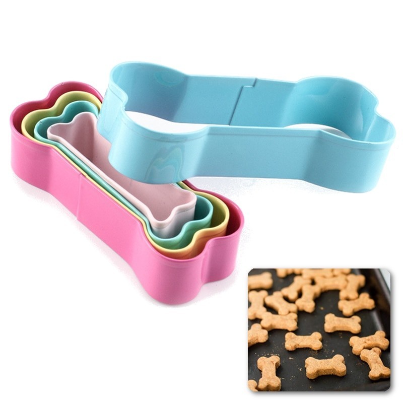 Cookie cutter mold - bone shaped - stainless steel - 5 pieces