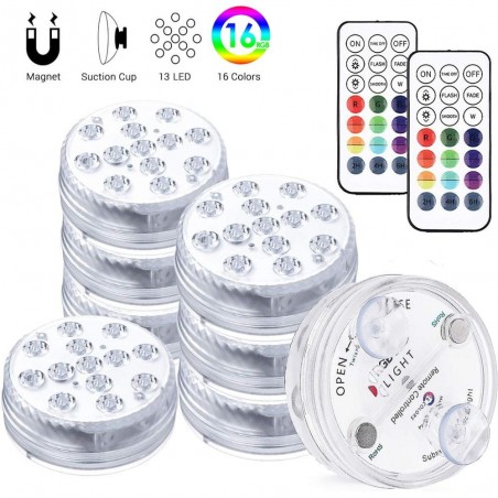 Submersible / underwater light - for aquarium / bathtub - 13LED - 16 RGB - IP68 - with RF remoteLights & lighting